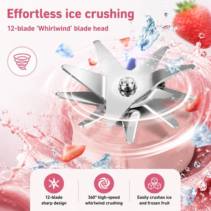 Tragbarer Mixer, 700ML Tragbarer Mixer Smoothie Maker To Go mit LED Display, 12 Klingen, Portable Bl