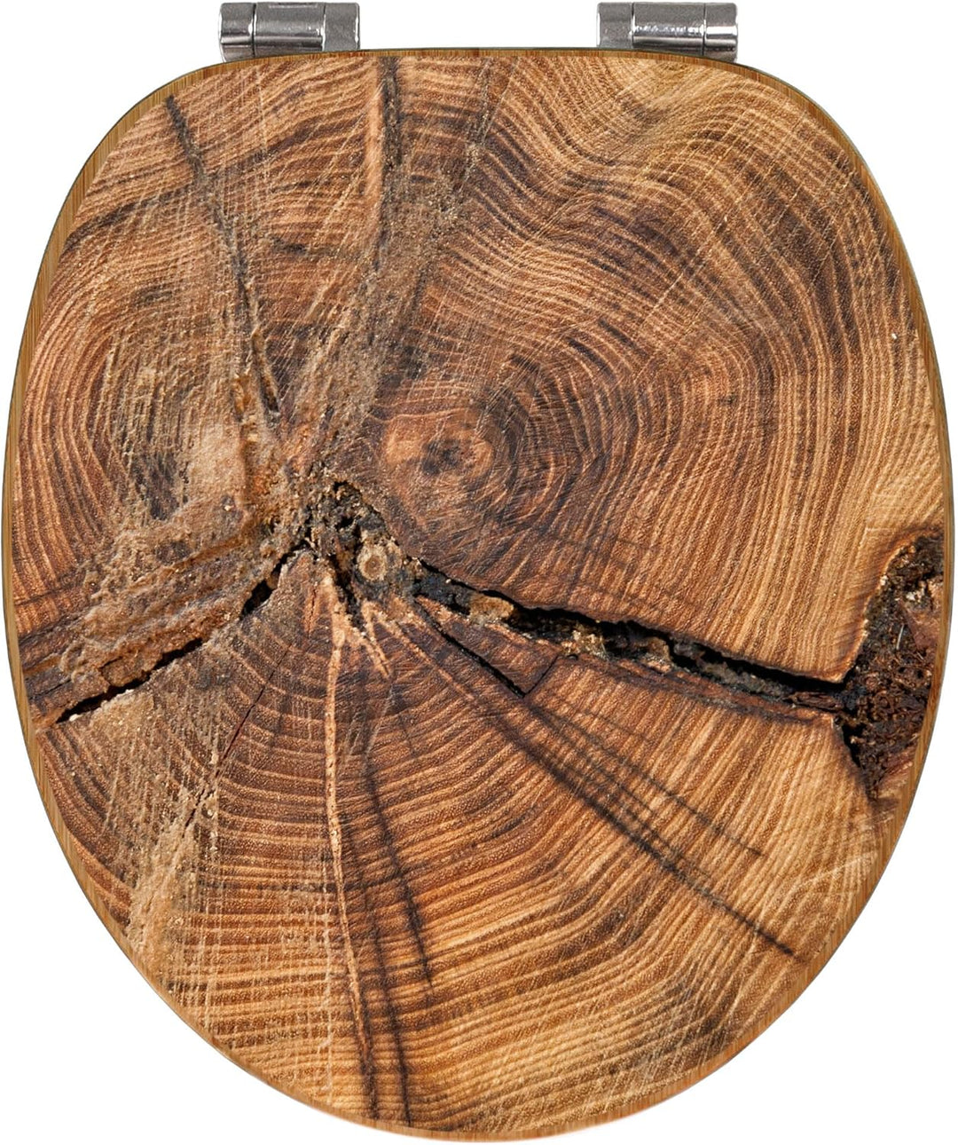 banjado® Design WC Sitz Bambus Absenkautomatik mit Motiv Jahresringe/Toilettendeckel mit Absenkautom