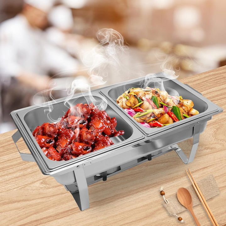Edelstahl Buffetwärmer Speisenwärmer Chafing Dish Buffet Set - Food Warmer Warmhaltebehälter 8.98Qt
