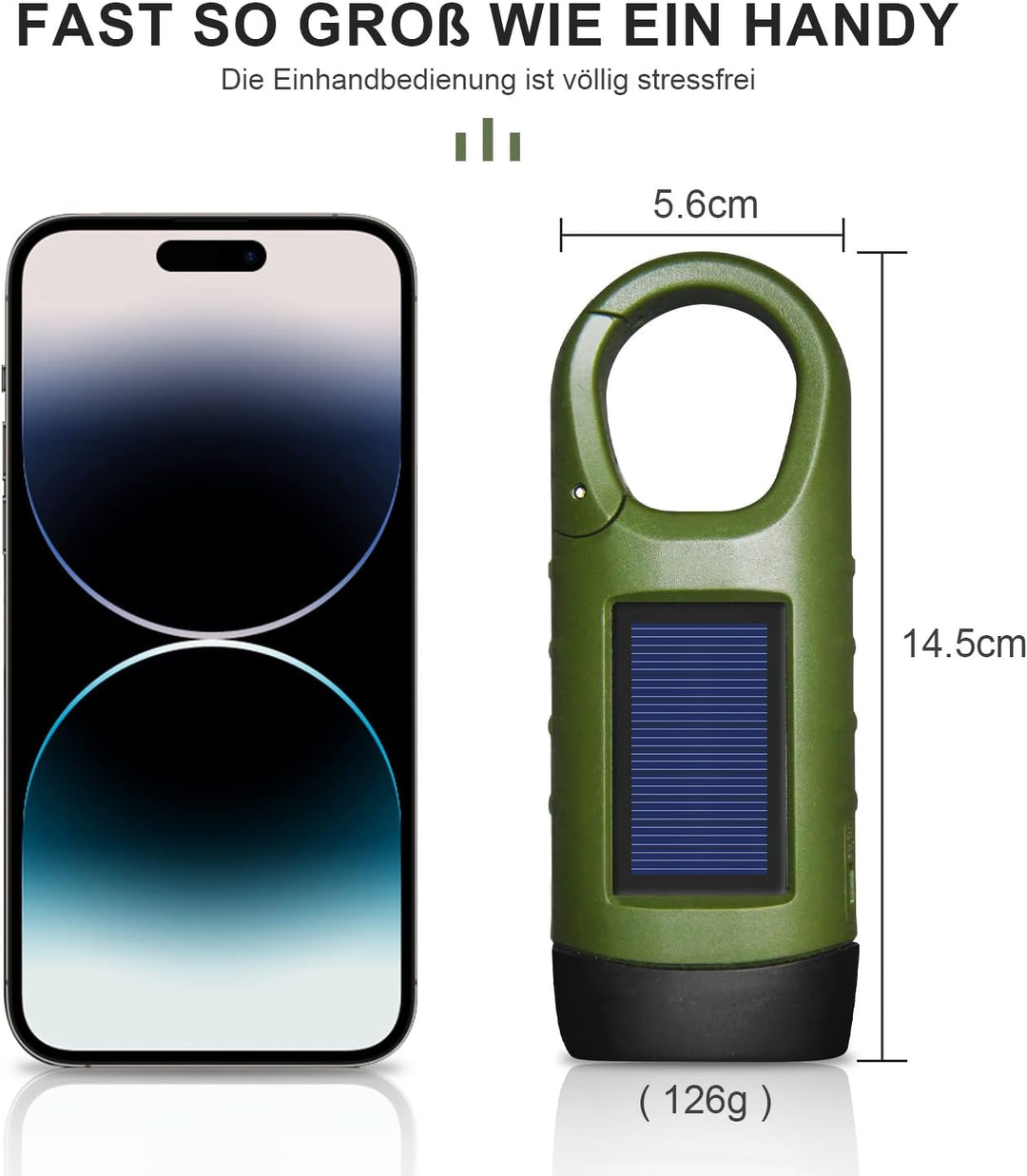 LED Taschenlampe USB Aufladbar, LED Taschenlampe für Aufladen Telefon, Kurbeltaschenlampe, Solar Tas