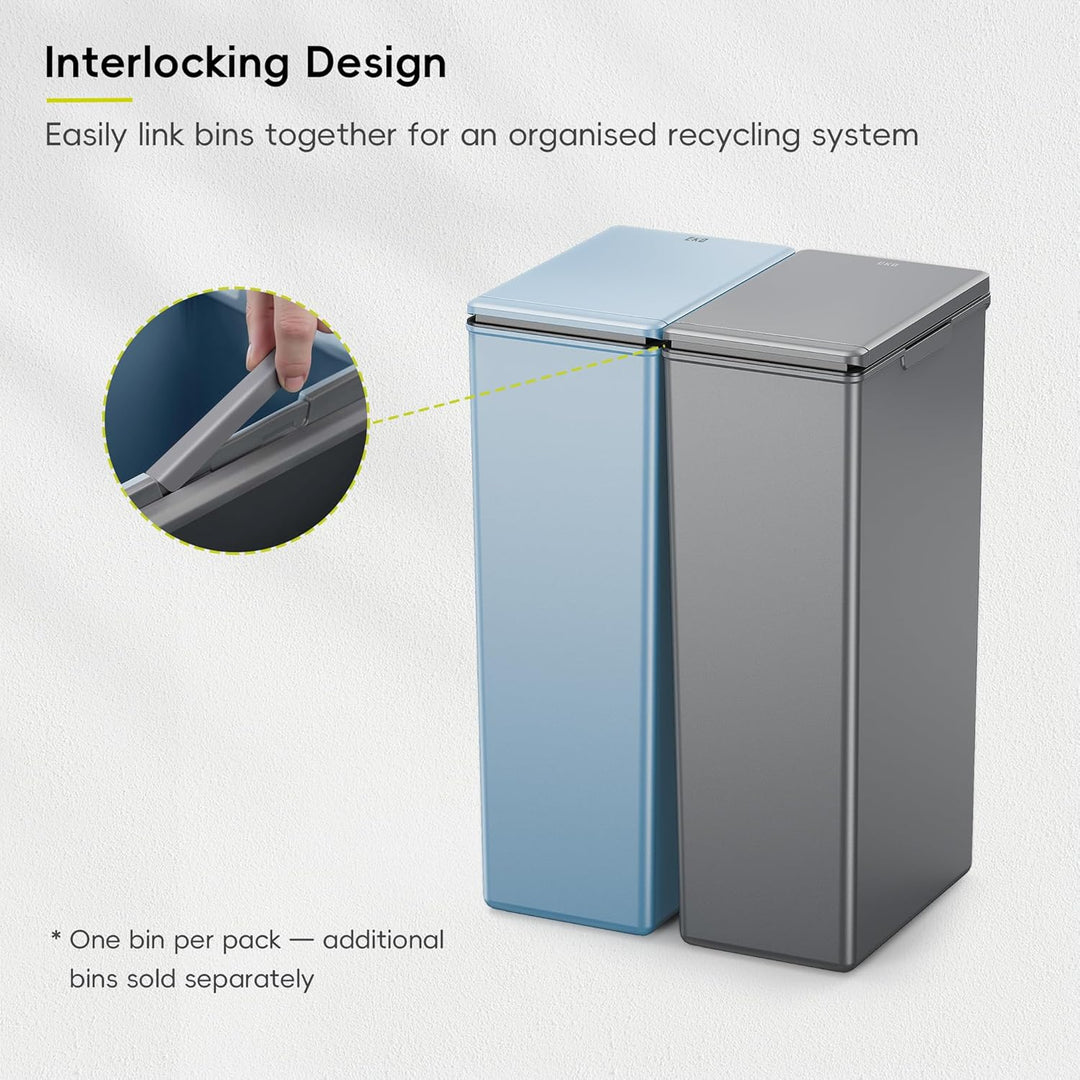 EKO Morandi Touch Recycling-Mülleimer, Titanblau, 30 Liter blau 30L, blau 30L