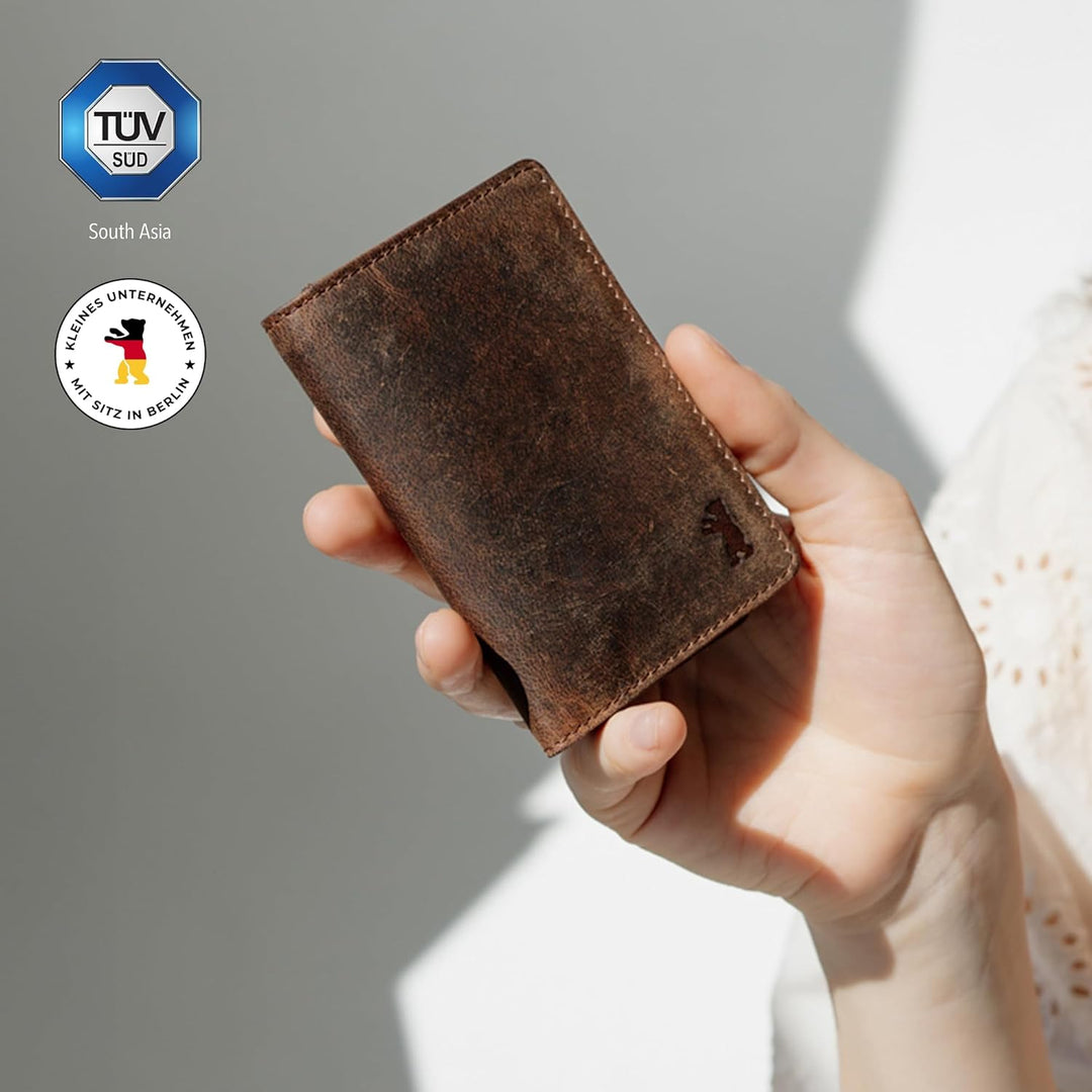 Berliner Bags Vintage Kartenetui Porto, Geldbörse aus Leder mit TÜV-geprüftem RFID-Schutz, Geldbeute