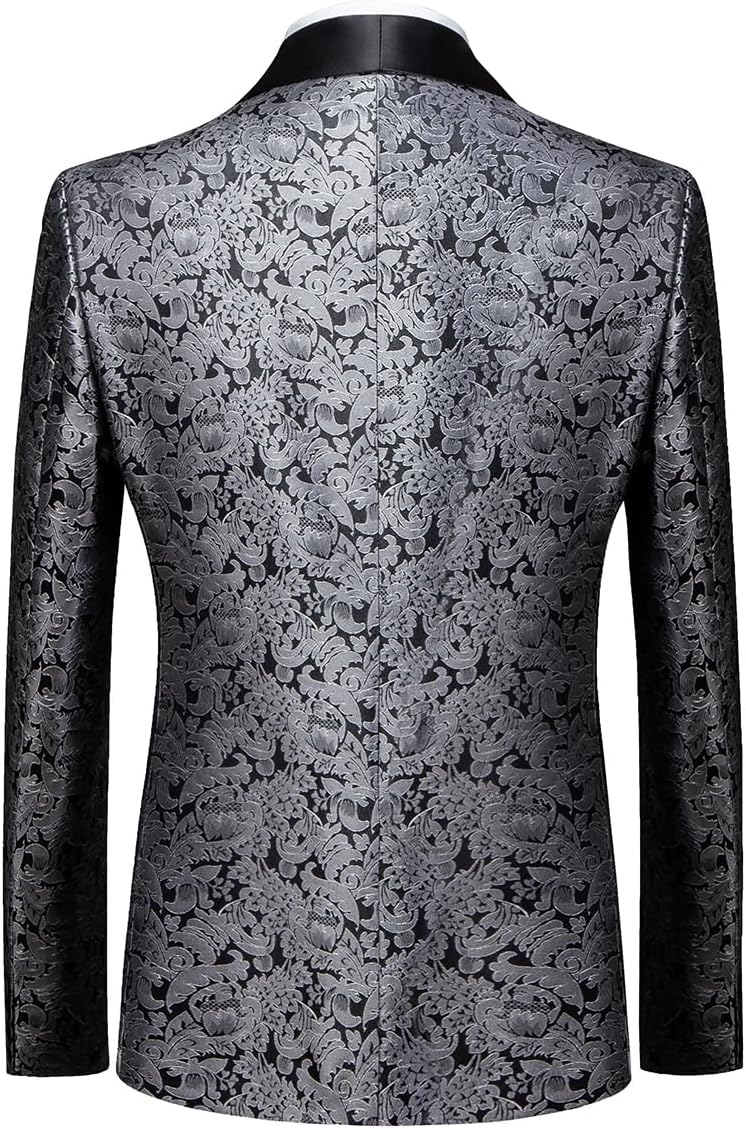 KUDORO Herren Anzüge 3-Teilig Slim Fit Paisley für Hochzeit Party Eine Knöpfe Jacquard Smoking Herre