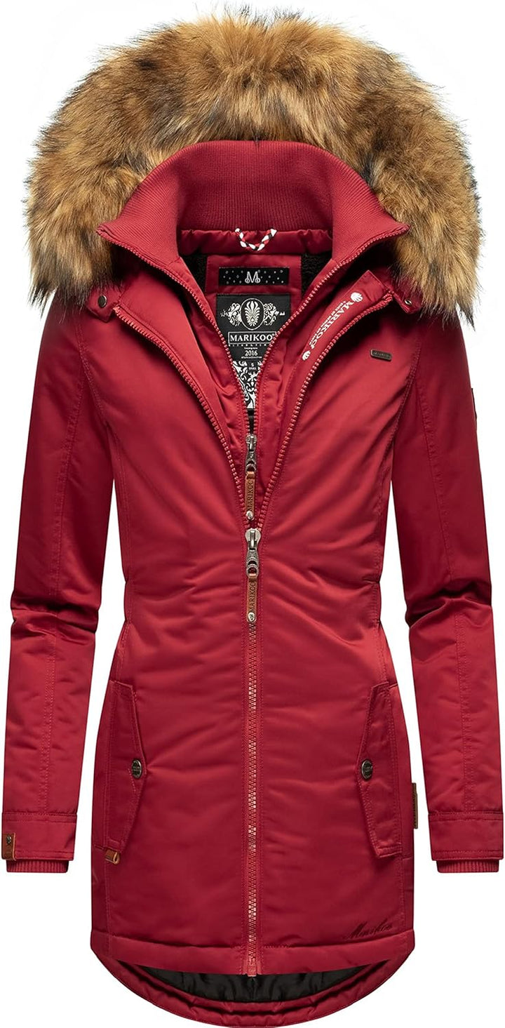 MARIKOO Damen Warmer Winterparka mit Kapuze Sanakoo XS-XXL S Blood Red, S Blood Red