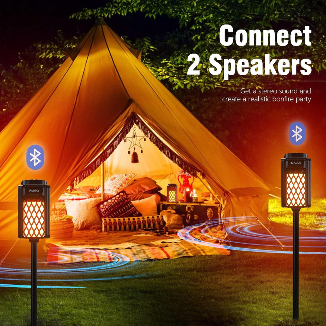 Bluetooth Lautsprecher mit Flammenlicht, IP65 Wasserdicht Outdoor Lautsprecher & Taschenlampe für Te