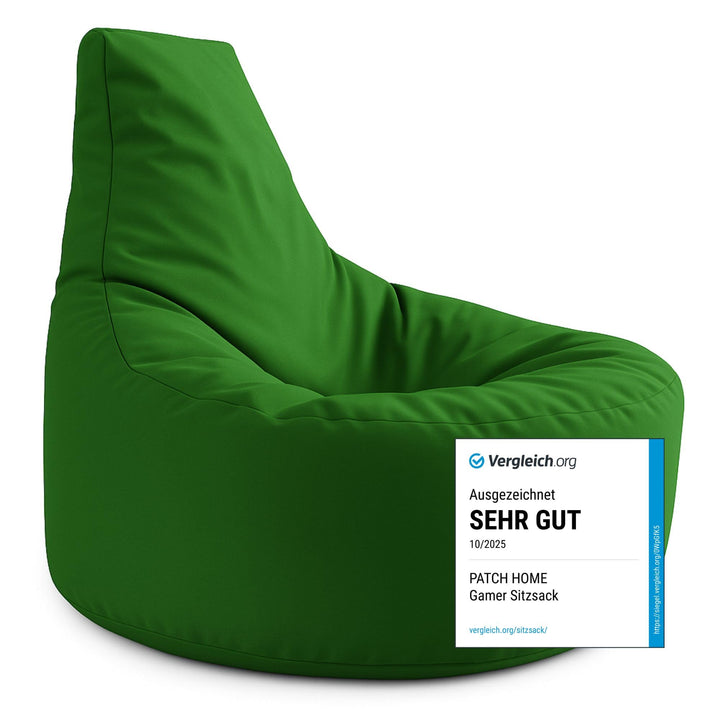 PATCH HOME Gamer Kissen & Lounge Sitzsack – befüllbar mit Reissverschluss, gefüllt mit Styropor, gee