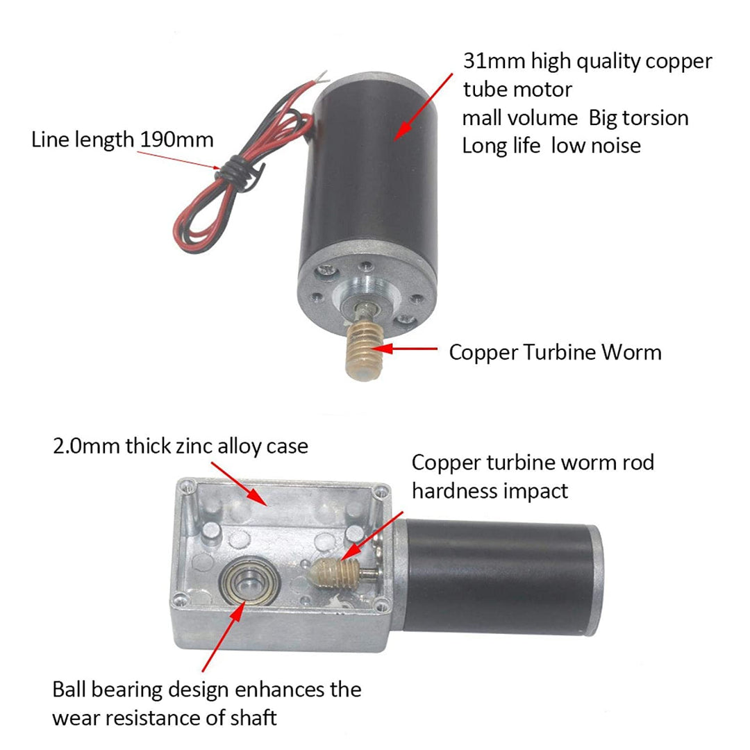 12V 400RPM DC Schneckengetriebemotor 8kg.cm 31mm Hohe Torsion Selbsthemmende Motor Reversed Mini Tur