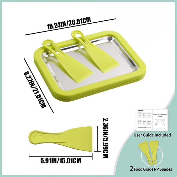 Eiscreme-Rollmaschine mit 2 Schabern, 26 x 21 cm, gefrierbar, für sofortige DIY-Eiscreme, Rollen, fü