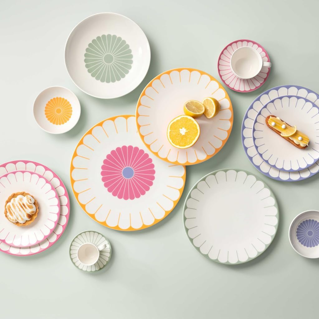 Villeroy & Boch - Fleur Couleur Frühstücksteller-Set 4-teilig, Dessertteller, Kleine Teller für Früh