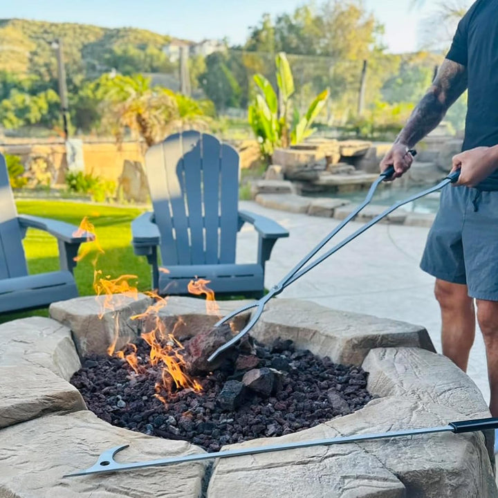 101,6 cm Feuerzange Brennholzgreifer Edelstahl Grosse Feuerstelle Werkzeug Indoor Kamin Outdoor Lage