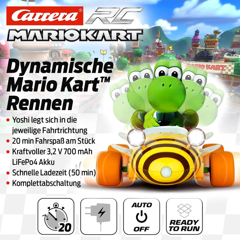 Carrera RC Nintendo Mario Kart Bumble V mit Yoshi I Ferngesteuertes Auto ab 6 Jahren für drinnen & d