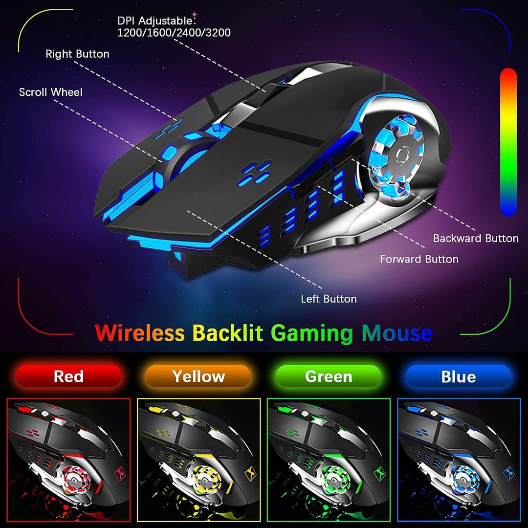 Lexonelec 680 pro - RGB LED Wireless Gaming Tastatur und Maus 4800 mAh volle 104 Tasten Tastatur PC