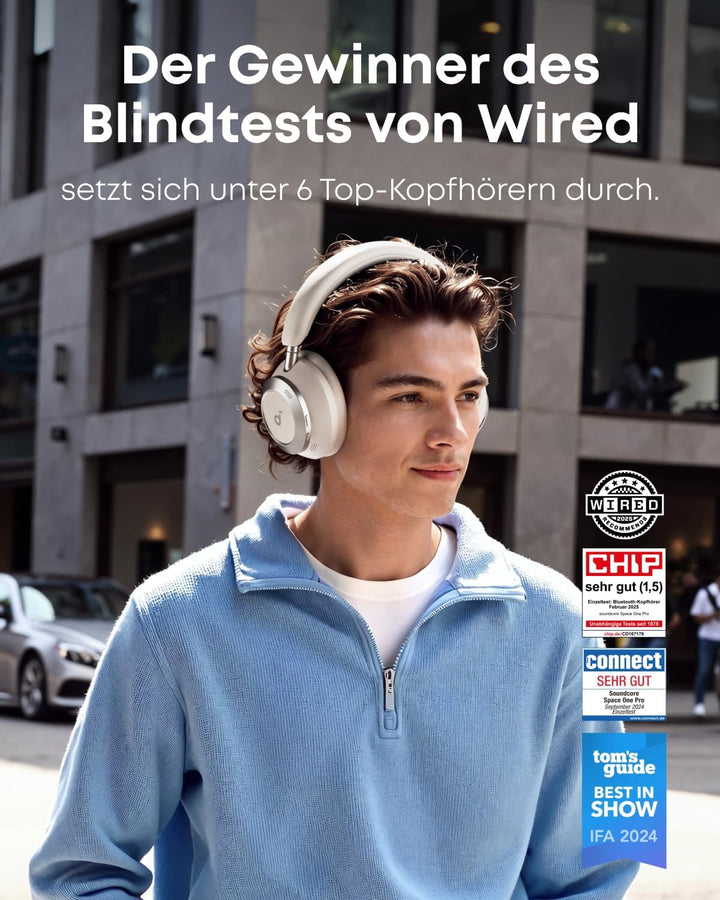 soundcore by Anker Space One Pro Kabellose Kopfhörer, Adaptives aktives Noise Cancelling, 6 Mikros,