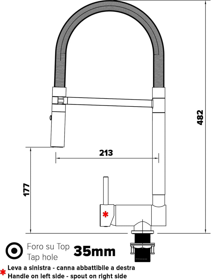 Unterfenster Wasserhahn Küchenmischer mit schwenkbarem Auslauf und abnehmbarer 2 strahl Handbrause -