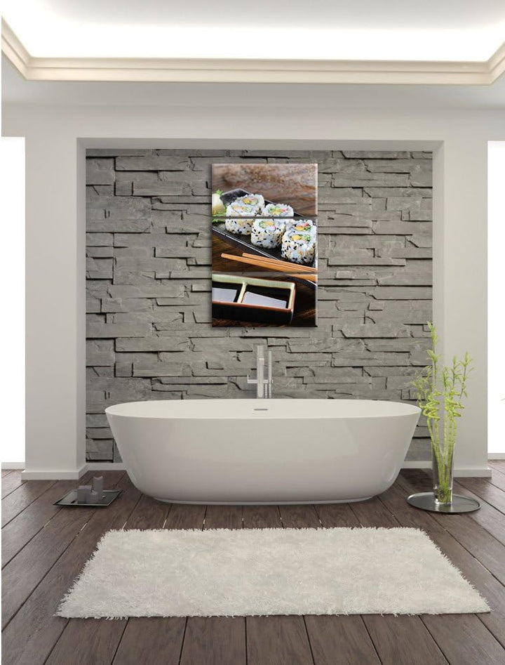 Pixxprint Delikate Inside Out Sushi Rollen als Leinwandbild | Grösse: 3 Teilig (120x80) | Wandbild|