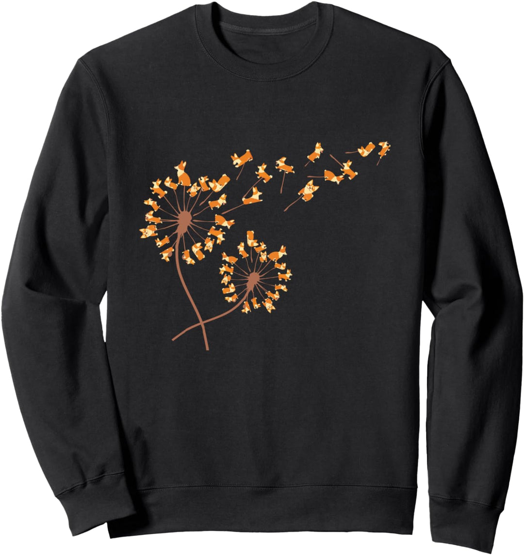 Corgi Flower Fly Dandelion Funny Dog Owner Pet Lover Sweatshirt