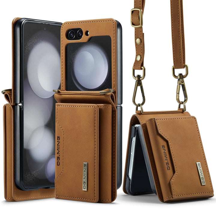 UDBKKDX Brieftasche Handyhülle für Samsung Galaxy Z Flip 5, hülle Mattes Leder mit Ständer Kameralin
