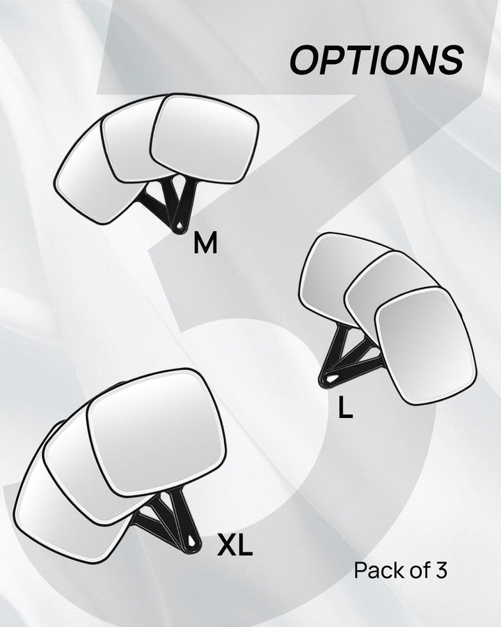 OMIRO Handspiegel, schwarzer Handspiegel mit Griff, quadratisch, M(3 Stück) M(Pack of 3), M(Pack of