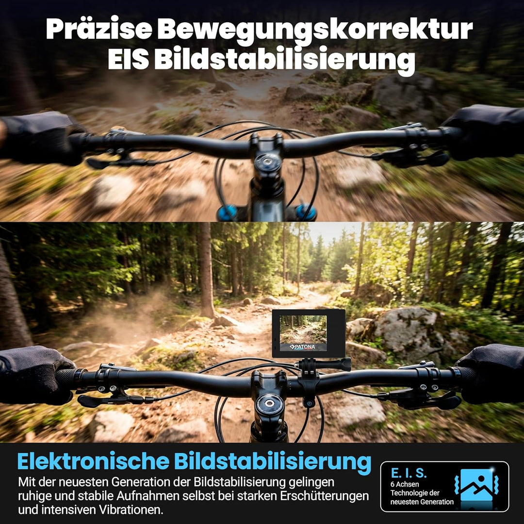 PATONA Action Cam Life SL4 | 5K 120fps 64MP EIS | 120° Weitwinkel Videokamera | Dual Screen Kamera |