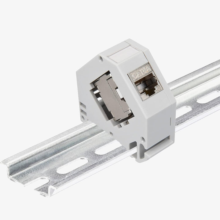 kwmobile Keystone Modul und Hutschienenadapter Set - passt auf genormte Hutschiene - 16x CAT6A Modul