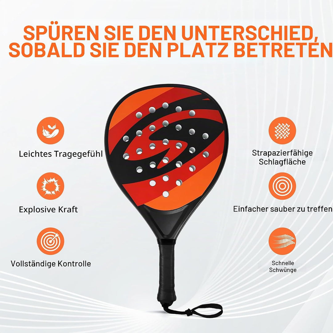 Padelracket 2er-Set mit ABS-Oberfläche und Eva-Schaumkern, für Erwachsene, inklusive Zwei Bällen und