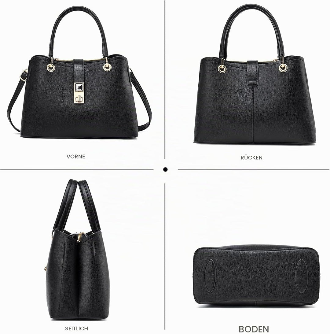NICOLE &amp; DORIS Klein Tasche Einfach und Elegant Schultertaschen Damen Handtasche mit Fächern Multifu