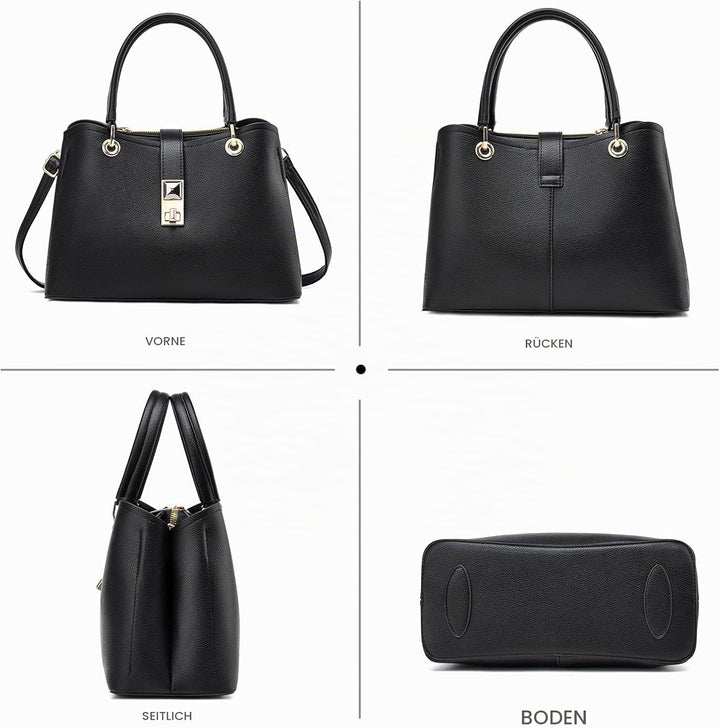 NICOLE &amp; DORIS Klein Tasche Einfach und Elegant Schultertaschen Damen Handtasche mit Fächern Multifu