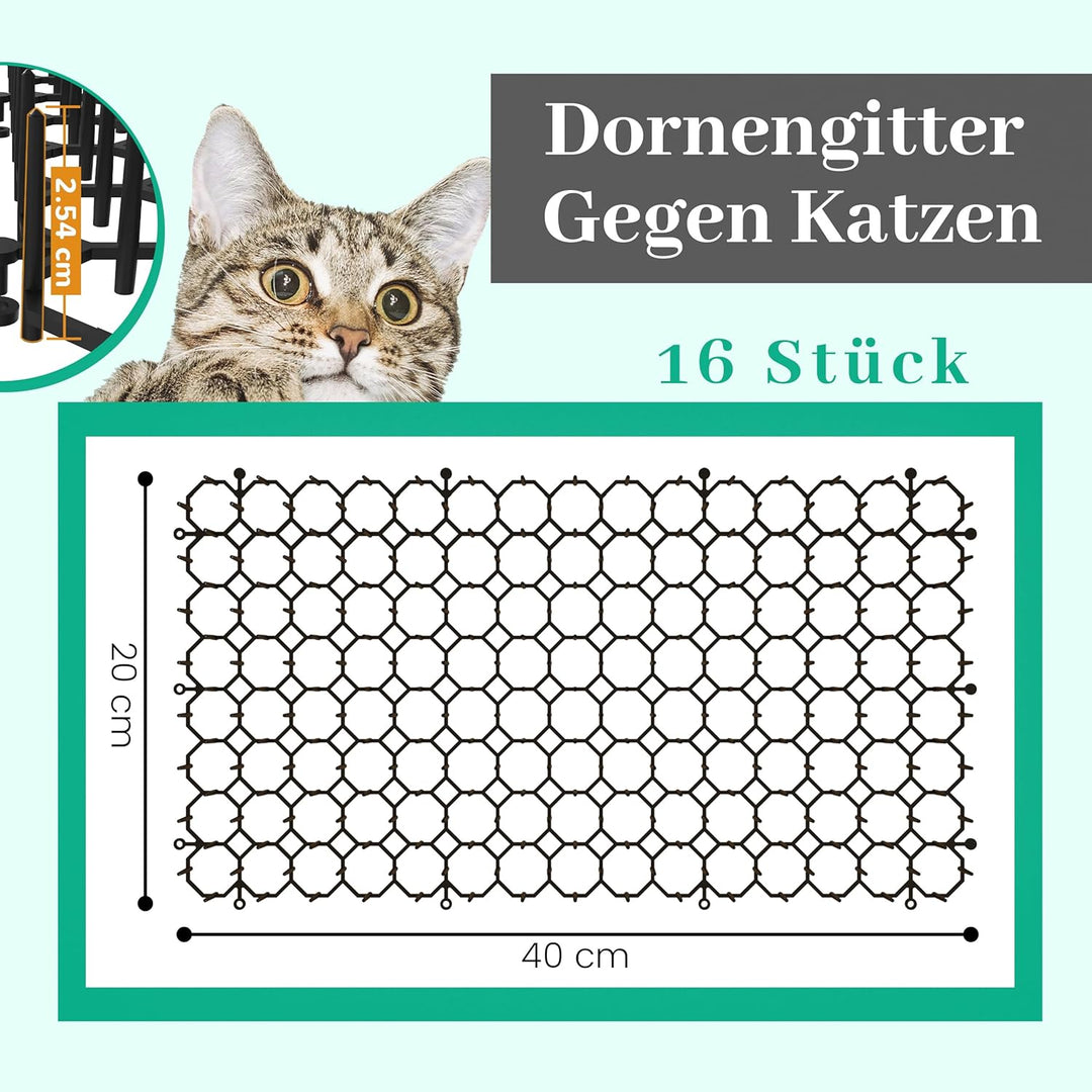 Kyrieval Dornengitter Tier-Barriere Garten Katze Tierabwehr Scat Spike Matte, 16 Pack 40 x 20 cm Ant