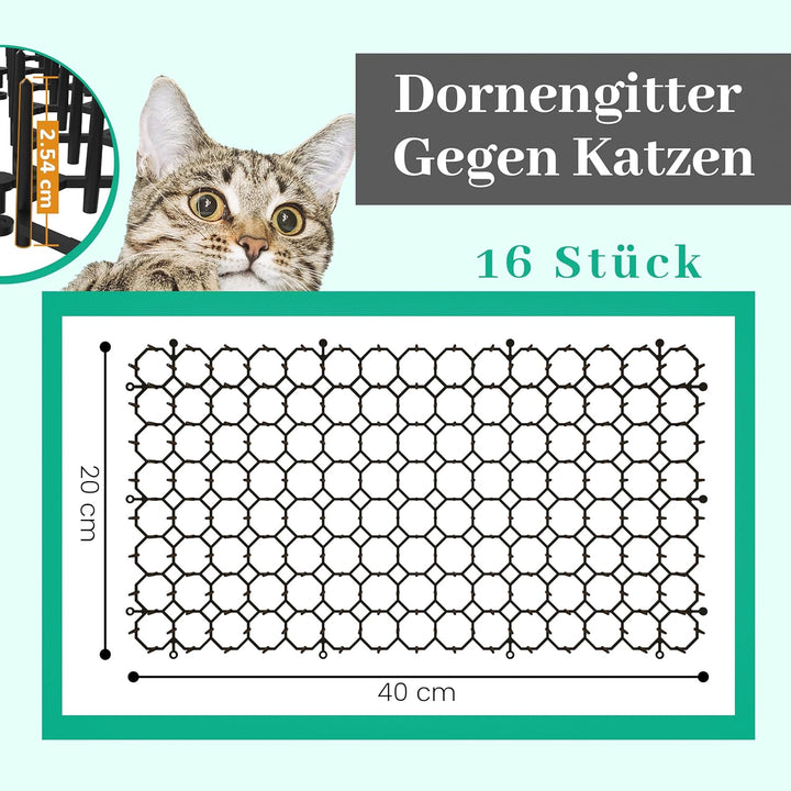 Kyrieval Dornengitter Tier-Barriere Garten Katze Tierabwehr Scat Spike Matte, 16 Pack 40 x 20 cm Ant