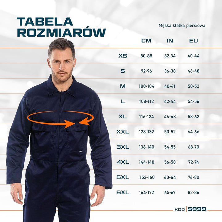 Portwest Euro Work Polykatoen Overall, Royal Blau, M Royal Blau M Normale Hosenlänge, Royal Blau M N