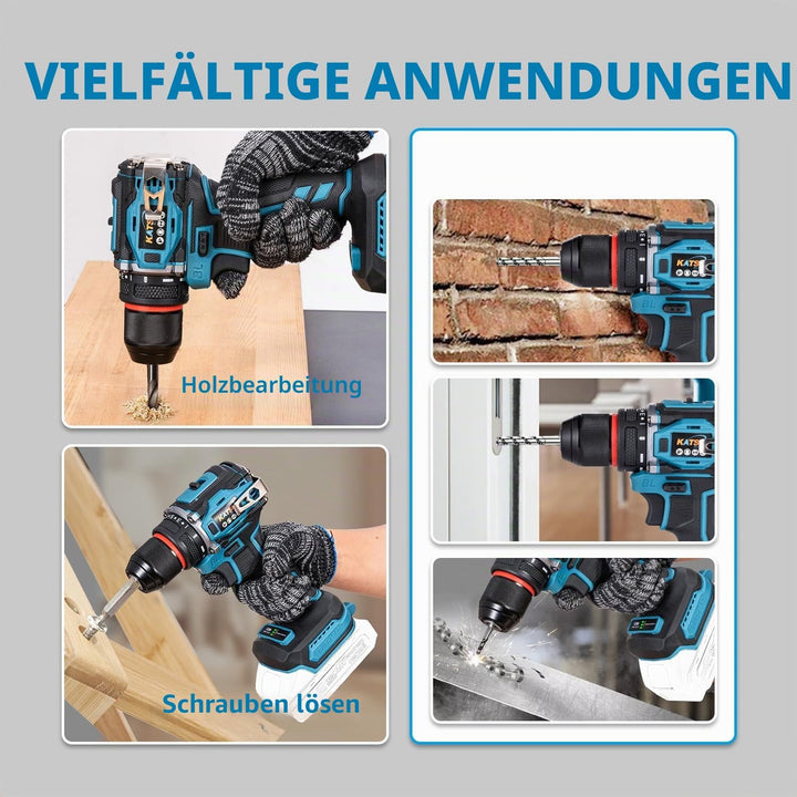 KATSU FIT-BAT 21 V bürstenloser Akku-Bohrschrauber, 10 mm, Schnellspannbohrfutter, kompakt, 2-Gang-G