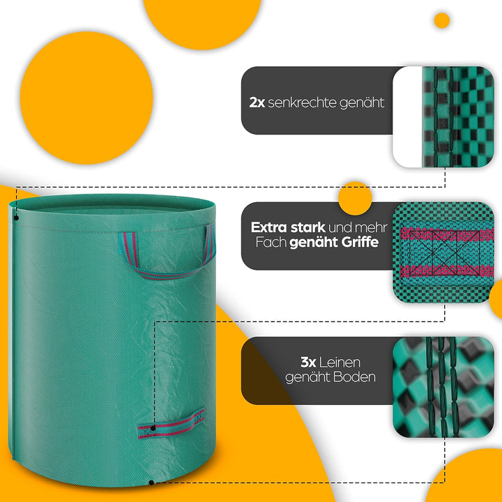HAYATEC Gartensack 3x Laubsack Gartenabfallsack stabil mit 4 Griffen selbststehend UV-Beständig 272