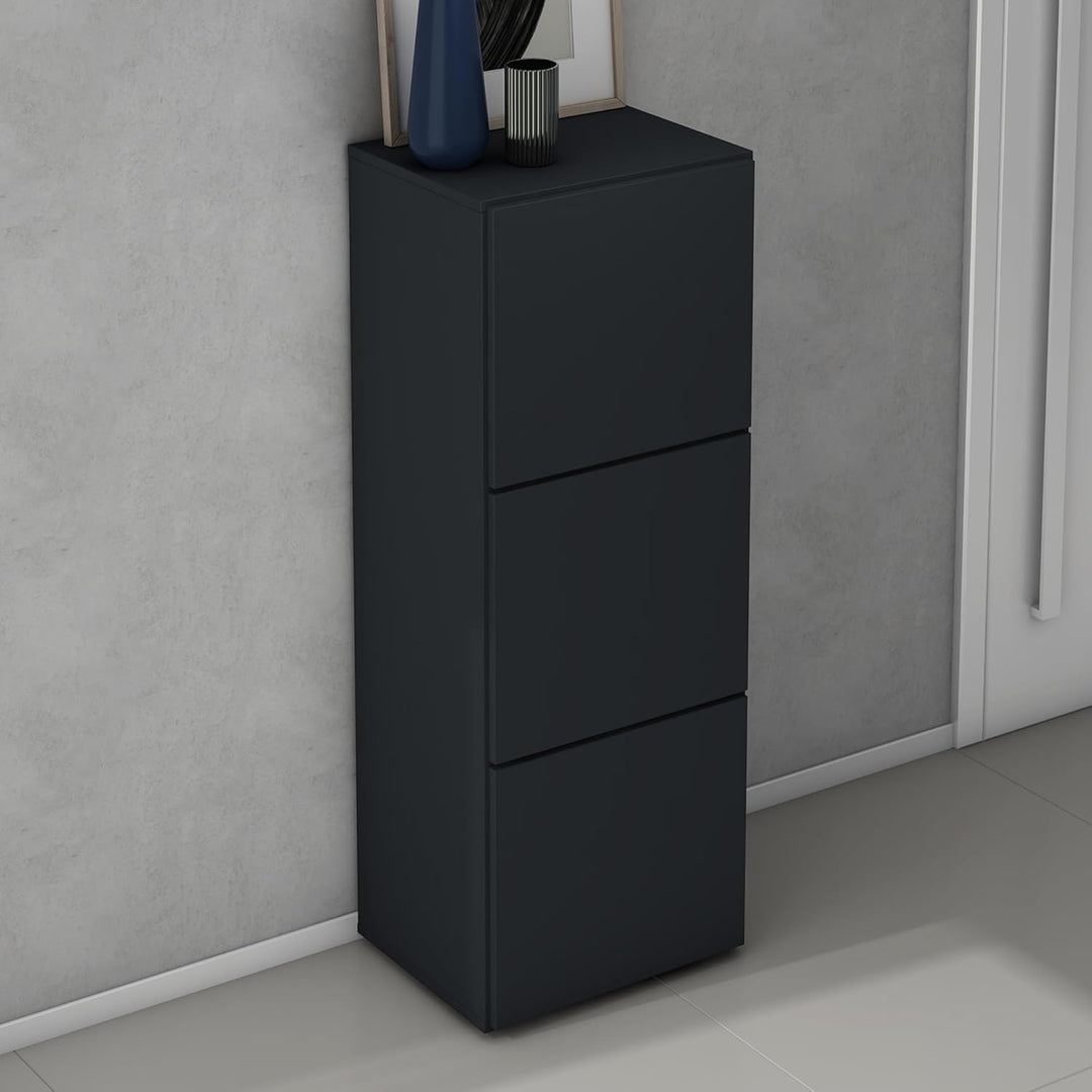 doporro Schuhschrank Schuhregal Schmal Schuhkommode 45 cm Schuhschrank in Anthrazit matt Holz Aufbew