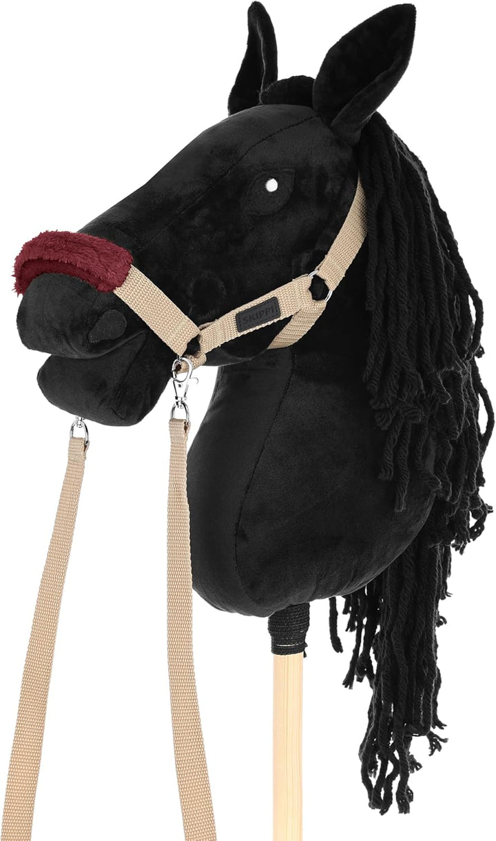 SKIPPI Halfter für Hobby Horse - Beige, Hobby Horse Zubehör, Zügeln und 2 Polster im Set, Universalg