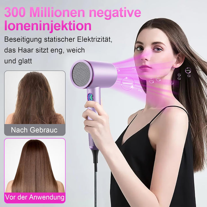 Tisoutec Föhn,Fön,Haartrockner Profi Ionen mit AC Motor 2400W Reisefön Diffusor|Haarfön 4-in-1|Heiss
