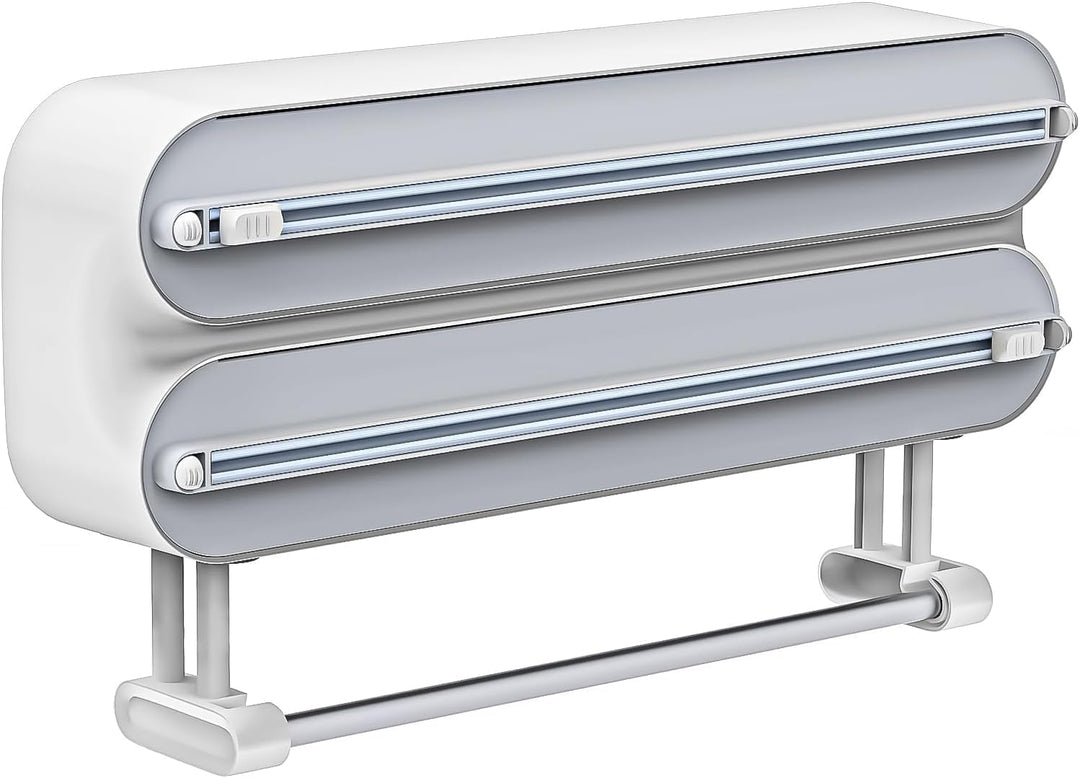 3 in 1 Küchenrollenhalter Magnetisch | Frischhaltefolienspender mit Scharfen Klingen | Folienschneid