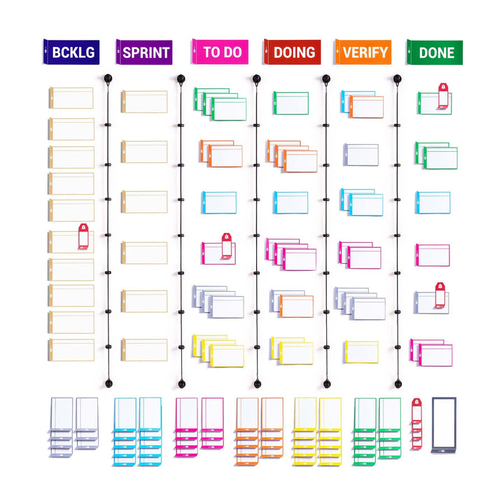 PATboard Kanban Board und Scrum Board – Full Tool Set für Whiteboard, Magnettafel - Beschreibbare Ma