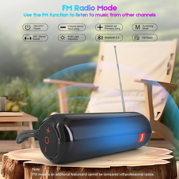 Bluetooth Lautsprecher mit Licht, Tragbarer 20W Musikbox mit 360° HD Stereo Sound, 24 Std. Spielzeit