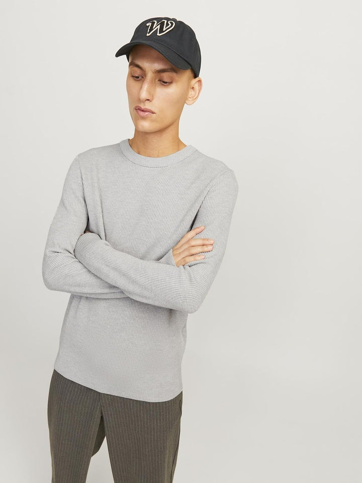JACK & JONES Male Strickpullover Einfarbig Strickpullover XS Light Grey Melange, XS Light Grey Melan