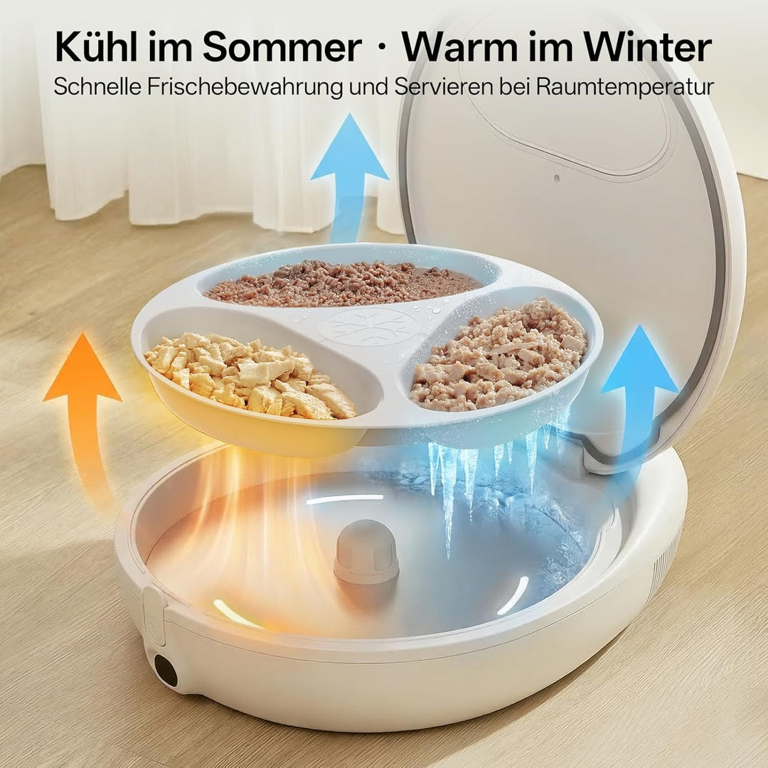 UBPET Automatischer Futterspender für Katzen & kleine Hunde, geeignet für Nass Trockenfutter, mit Ha