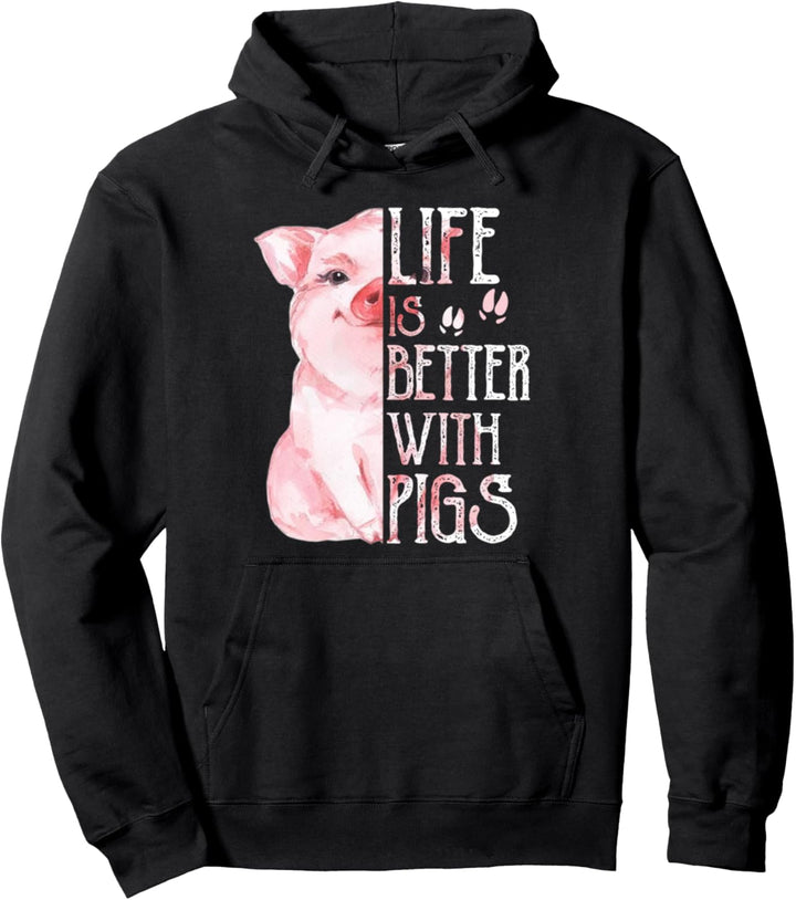 Life is Better With Pigs Lustiges Schwein Bauer geschenk Pullover Hoodie