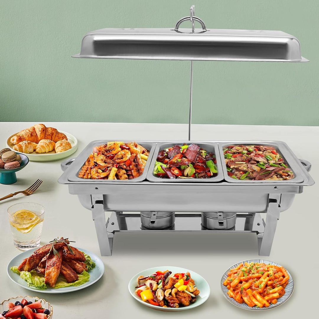 Edelstahl Buffetwärmer Speisenwärmer Chafing Dish Buffet Set Catering Party Warmhaltebehälter 3L/3.1