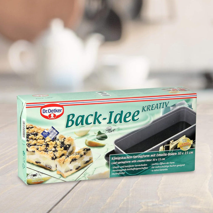 Dr. Oetker Rechteckige Springform mit Servierboden 30 x 12 cm Back-Idee – Eckige Backform mit schnit