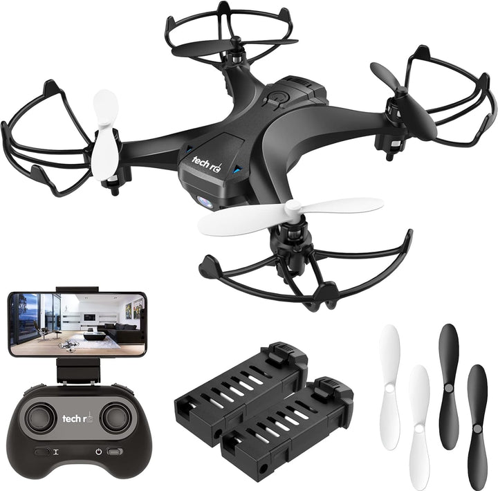tech rc Mini Drohne mit HD Kamera FPV RC Drone mit 2 Akkus 2.4Ghz Ferngesteuerte Quadrocopter Anfäng