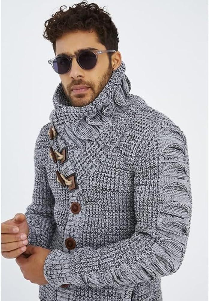 Leif Nelson Herren Strickjacke mit Knöpfen in Regular Fit, Männer Cardigan in Langarm Design, ideal