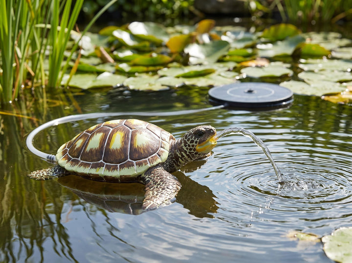 Wasserspeier Schildkröte schwimmend Solar Wasserspiel Teichdekoration Springbrunnen Teichfigur Garte
