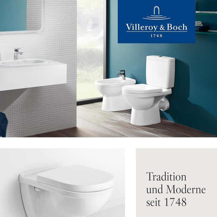 Villeroy & Boch O.novo WC-Sitz, Toilettendeckel mit Scharnieren aus Edelstahl, Toilettensitz aus bru