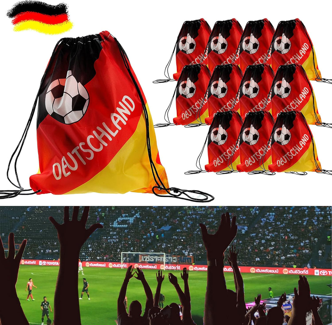 Cepewa Fanartikel WM EM │12er Set Matchbeutel Sportbeutel │Fanmeile Public Viewing │schwarz rot Gold