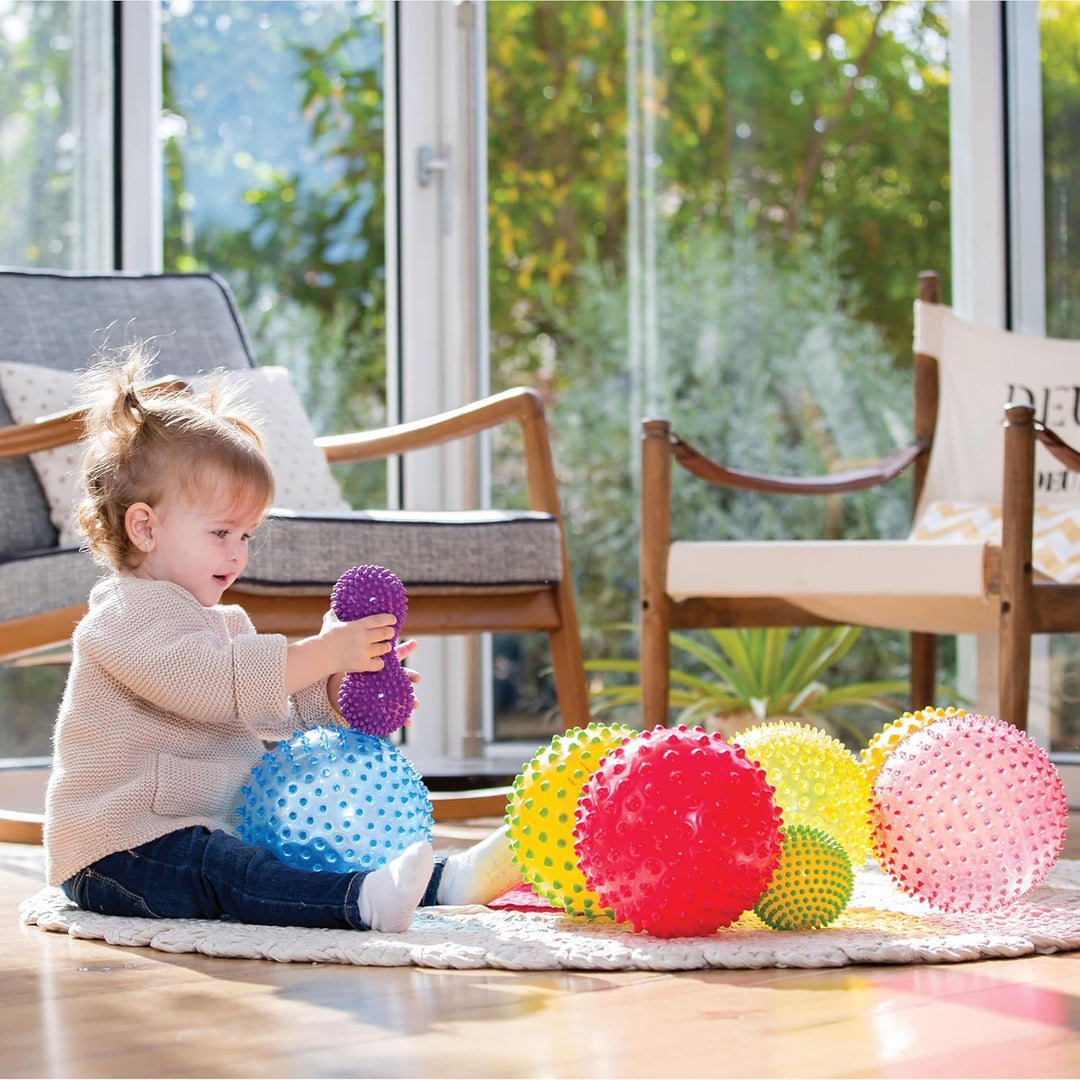 Edushape Sensory Mini Balls for Baby - Pack of 6 Solid Color Baby Balls That Help Enhance Gross Moto