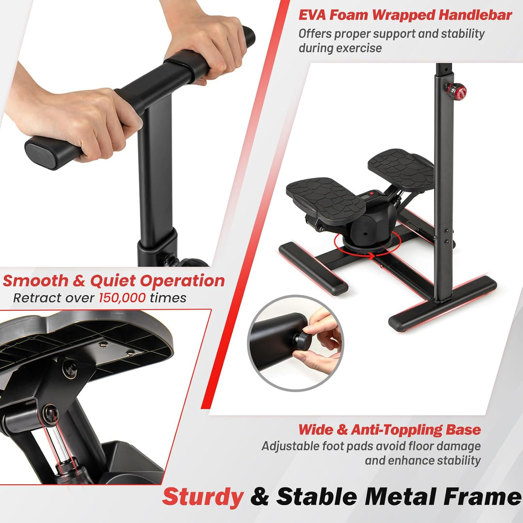 KOMFOTTEU Stepper mit höhenverstellbarem Lenker, Treppensteiger mit LCD-Bildschirm, verstellbaren Wi